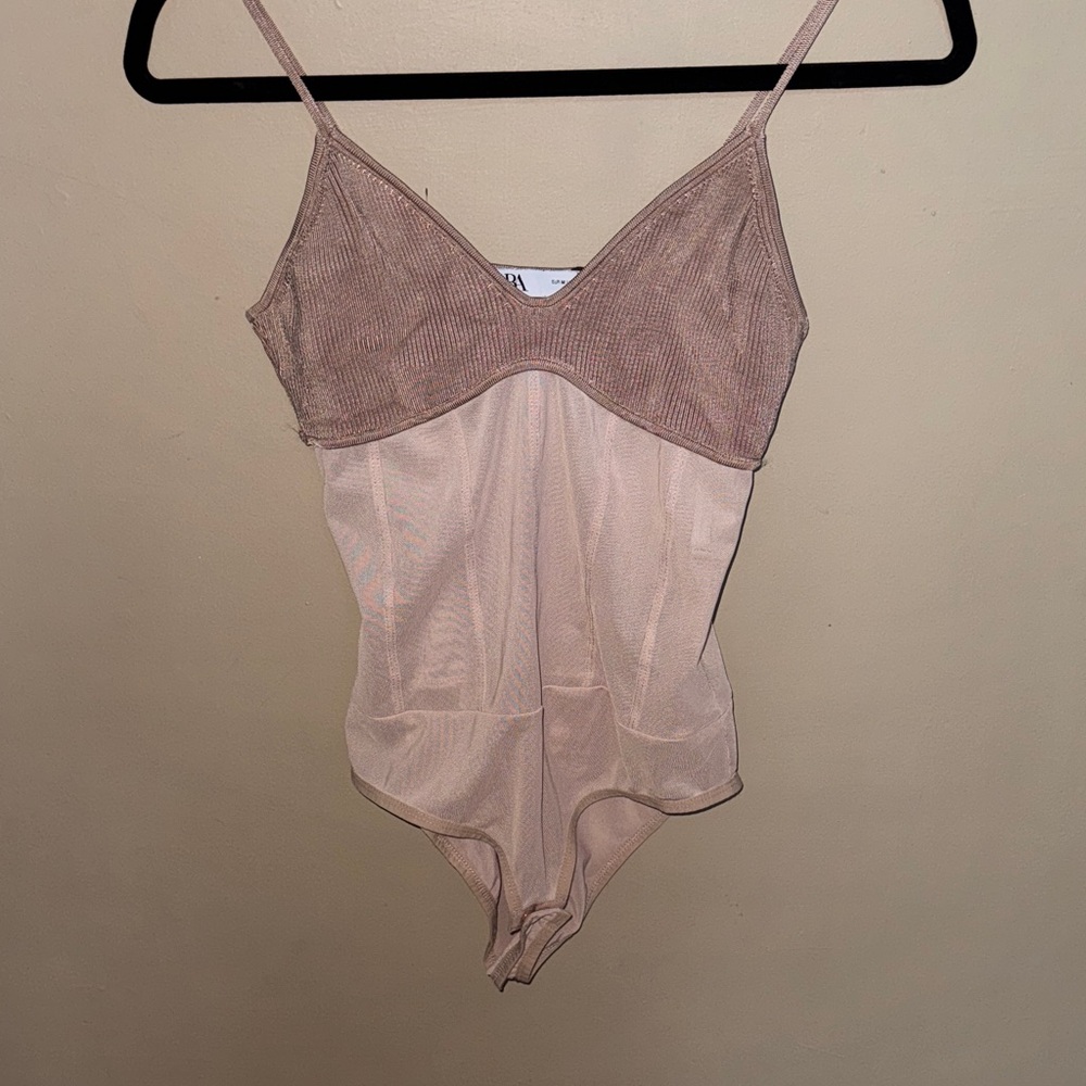 Zara Tan and Cream Bodysuit